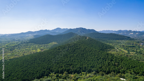 Photography Aerial photos of the green mountains in the distance
