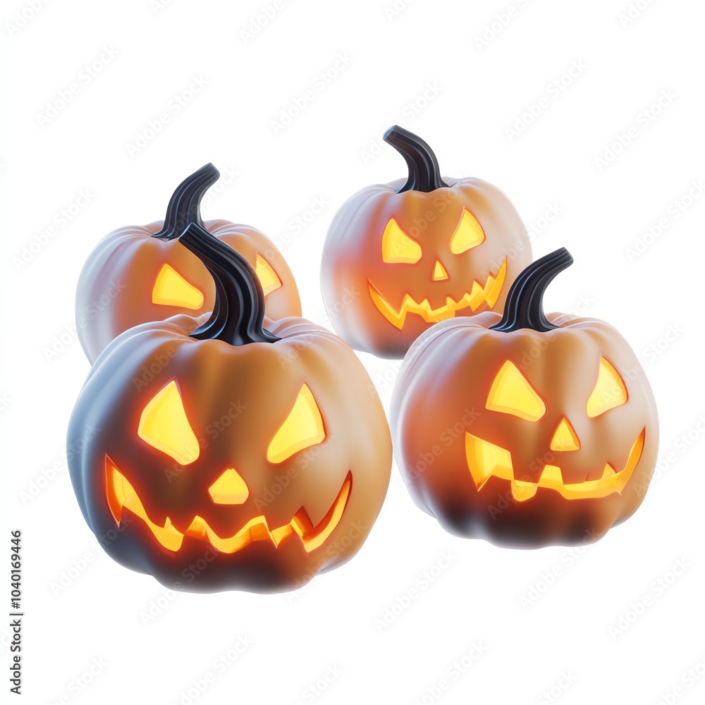 Halloween pumpkins with glowing faces Halloween pumpkins with glowing faces