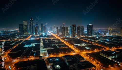 Wallpaper Mural  Vibrant cityscape at night illuminated by bright lights Torontodigital.ca