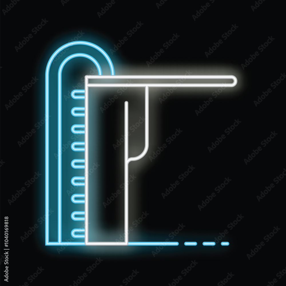 Neon diving board icon glowing in the dark, concept of summer sports and recreation Neon diving board icon glowing in the dark, concept of summer sports and recreation