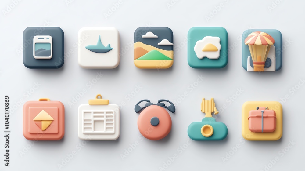 Colorful app icons arranged on a white isolated background. Colorful app icons arranged on a white isolated background.