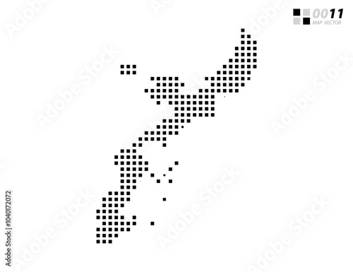 Vector abstract pixel black of Okinawa map. Organized in layers for easy editing.