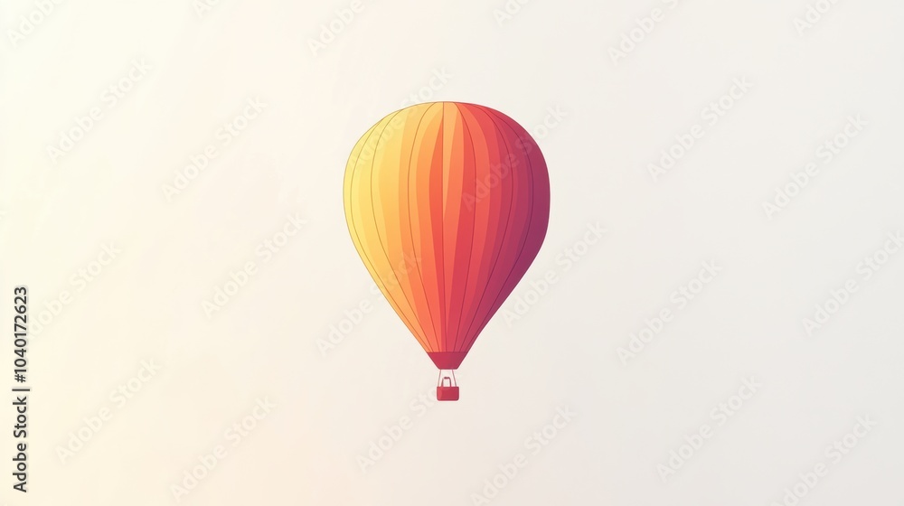 Fototapeta premium A vibrant hot air balloon ascends into the sky, featuring a smooth design and warm colors, symbolizing freedom and exploration. Generative AI