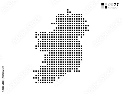 Vector abstract pixel black of Ireland map. Organized in layers for easy editing.