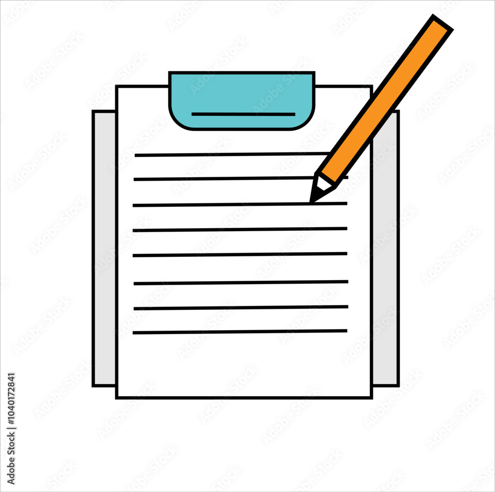 A simple illustration of a clipboard with a blank sheet of paper and a pencil on a white background, ideal for note-taking and organization A simple illustration of a clipboard with a blank sheet of paper and a pencil on a white background, ideal for note-taking and organization