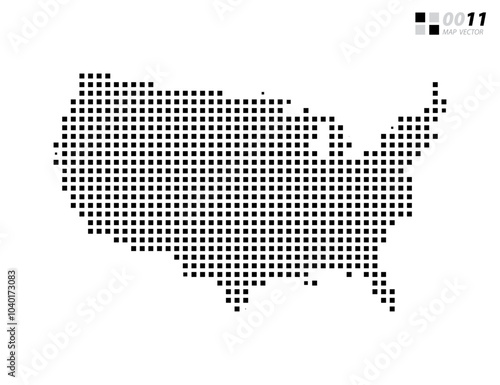 Vector abstract pixel black of United States of America (USA) map. Organized in layers for easy editing.
