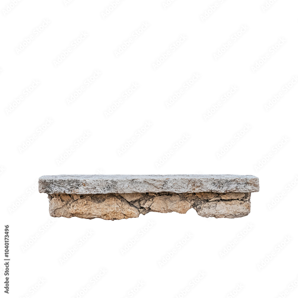 Fototapeta premium Stone Shelf Isolated on White Background