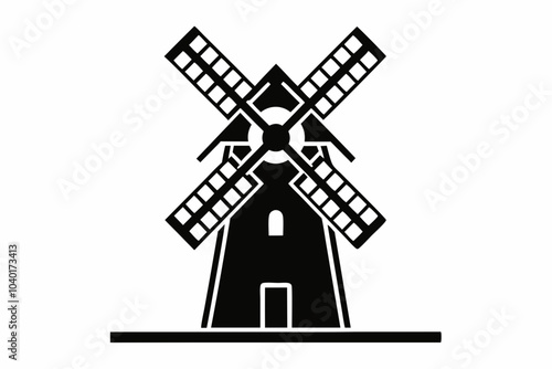 
Windmill icon, Windmill turbine silhouette vector, turbine icon