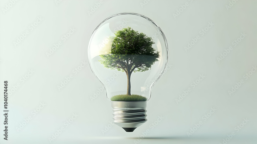 3D Floating Light Bulb with Tree Inside Concept Mid Air Symbolizing Innovative Growth, Community Ideas, ESG Negotiations, Environmental Sustainability, Creativity, Green Solutions, Icon Isolated White 3D Floating Light Bulb with Tree Inside Concept Mid Air Symbolizing Innovative Growth, Community Ideas, ESG Negotiations, Environmental Sustainability, Creativity, Green Solutions, Icon Isolated White