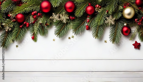 decorated Christmas garlands as a frame and plenty of space for text, Christmas card, Christmas poster, poster for Christmas concert