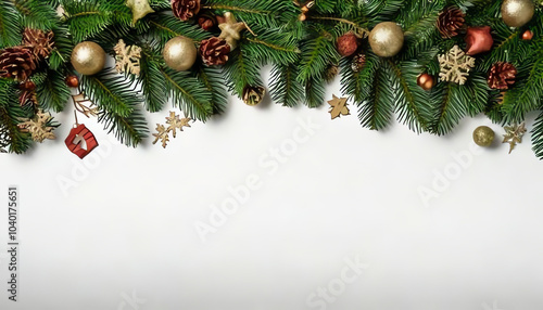 decorated Christmas garlands as a frame and plenty of space for text, Christmas card, Christmas poster, poster for Christmas concert