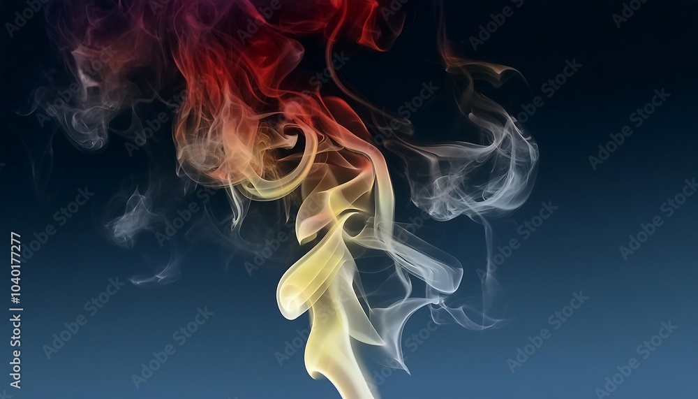 Obraz premium The image depicts colorful abstract smoke swirling against a black background, creating a dynamic and vibrant pattern