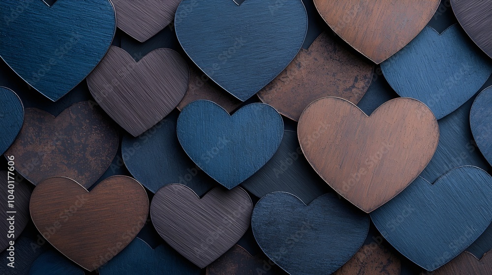 Obraz premium Metallic Heart Sculpture - Romantic Dimensional Art with Layered Texture and Depth for Home Decor and Love-Themed Designs