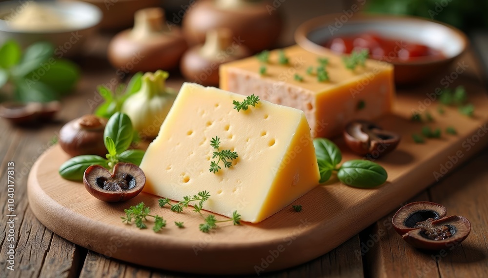 Deliciously rustic cheese board with herbs and nuts Deliciously rustic cheese board with herbs and nuts