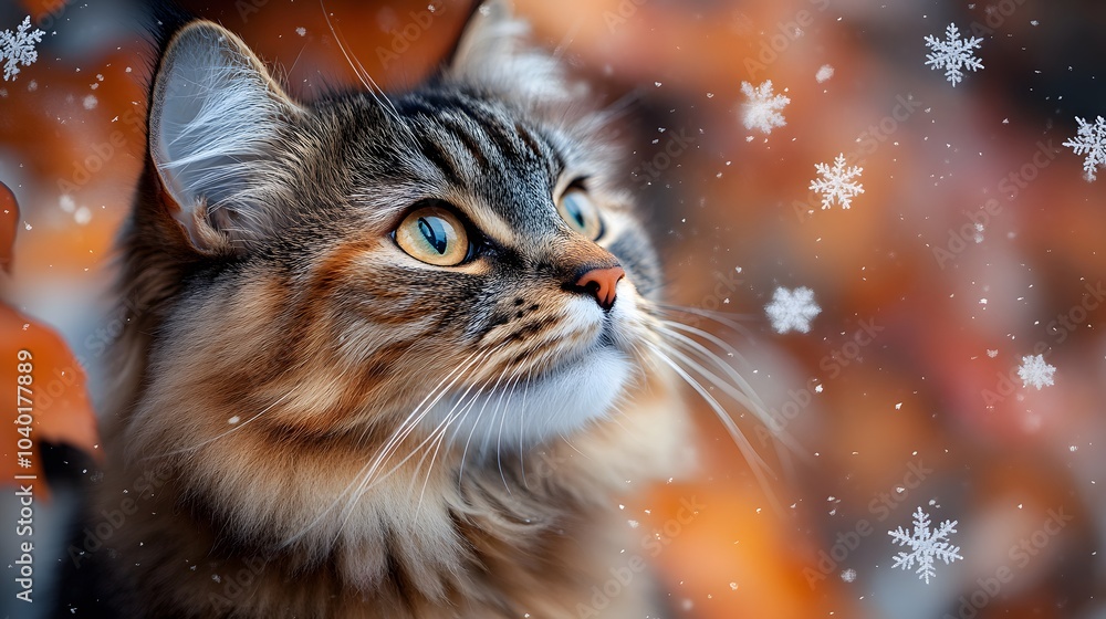 A Turkish Angora cat sitting on a windowsill watching snowflakes during a winter festival , High-resolution,Ultra-realistic,Crystal-clear A Turkish Angora cat sitting on a windowsill watching snowflakes during a winter festival , High-resolution,Ultra-realistic,Crystal-clear