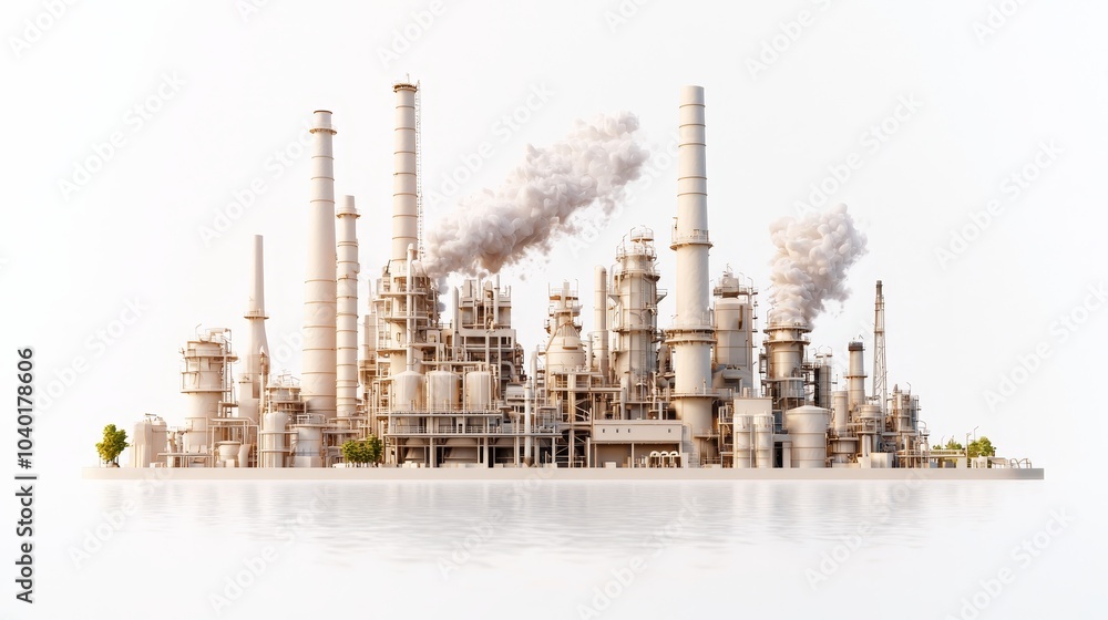 Obraz premium Industrial Plant Emission Closeup of Smokestack Plumes in Serene Setting Minimalist Concept of Sustainable Industry