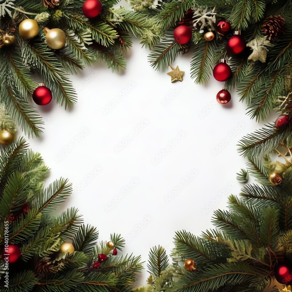 decorated Christmas garlands as a frame and plenty of space for text, Christmas card, Christmas poster, poster for Christmas concert decorated Christmas garlands as a frame and plenty of space for text, Christmas card, Christmas poster, poster for Christmas concert