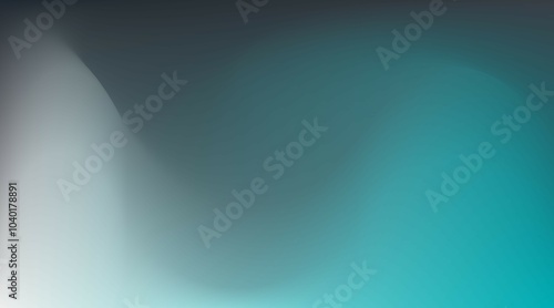 A smooth gradient background transitioning from deep charcoal to slate gray, then into vibrant turquoise, and finally fading into light gray creates a striking visual contrast.