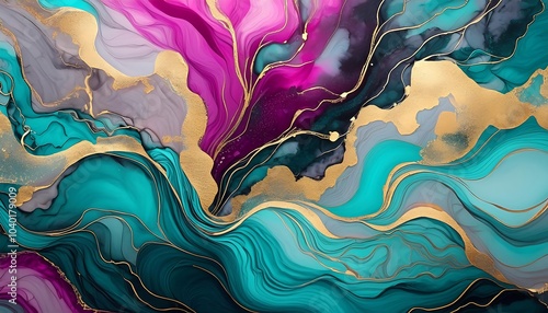 Wallpaper Mural Abstract colorful wavy pattern with vibrant colors and flowing liquid texture, perfect for modern wallpaper or artistic design Torontodigital.ca