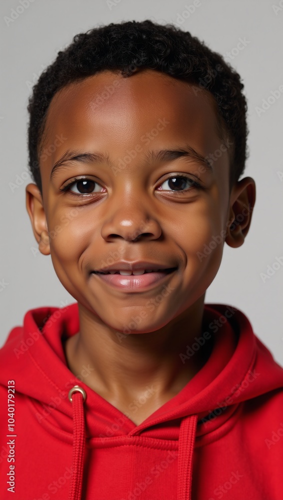 Portrayal of an African American youth wearing a red hoodie Portrayal of an African American youth wearing a red hoodie