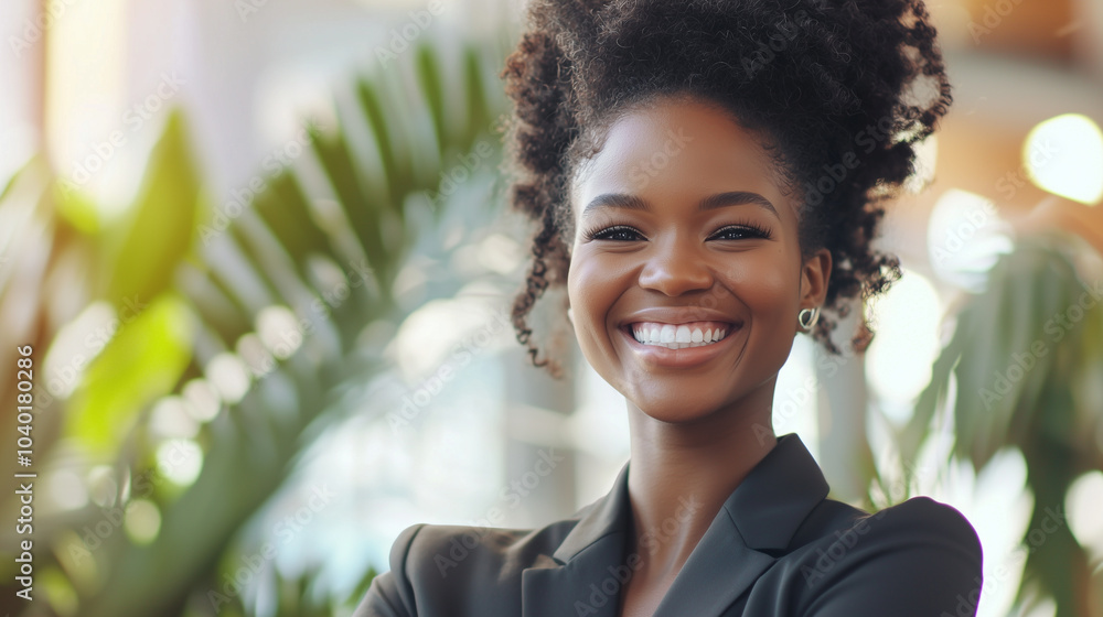 Happy Young Woman in Formal Wear Celebrating New Opportunities Happy Young Woman in Formal Wear Celebrating New Opportunities