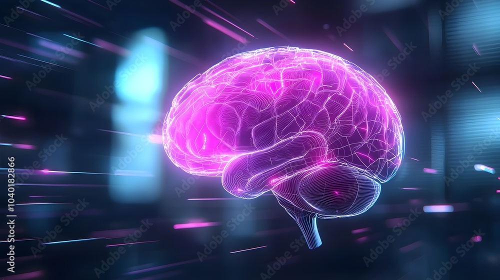 Futuristic Cyberpunk City with Hologram Brain - A Vibrant Metropolis Undergoing Digital Innovation in a Wide-Angle Perspective Futuristic Cyberpunk City with Hologram Brain - A Vibrant Metropolis Undergoing Digital Innovation in a Wide-Angle Perspective