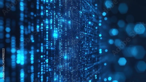 Wallpaper Mural Vertical cascade of digital codes in an abstract flow Torontodigital.ca