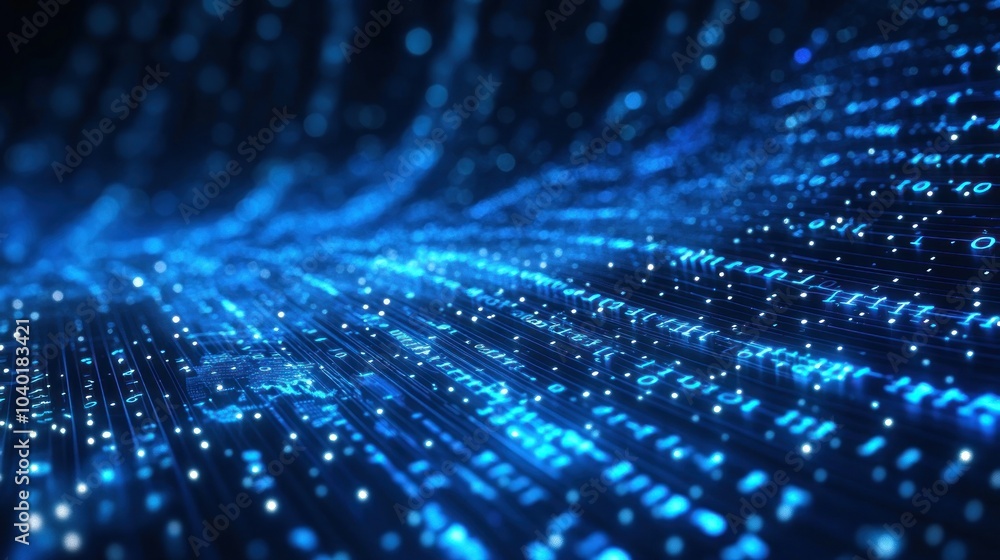 Fototapeta premium Innovative digital wave filled with radiant blue lights