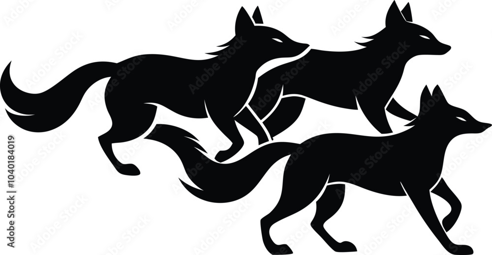Fototapeta premium fox silhouette, on white background, isolated, vector