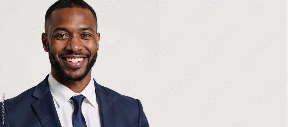 Young African American Businessman with a Smile isolated against a pure white backdrop Young African American Businessman with a Smile isolated against a pure white backdrop