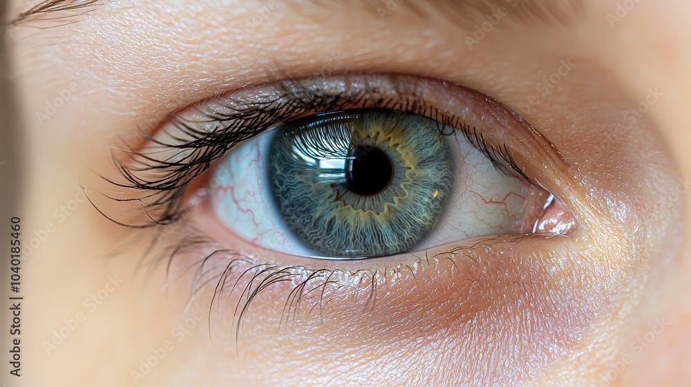 Obraz premium Macro shot of blue eye with intricate iris pattern