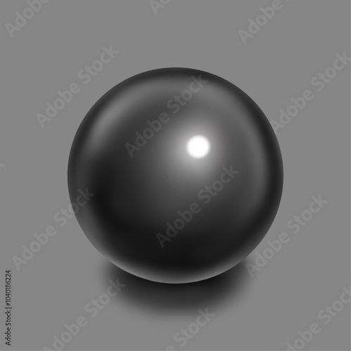 黒い球体、黒い玉のイラスト、カーボンブラックの球体、立体的な球体のイラスト