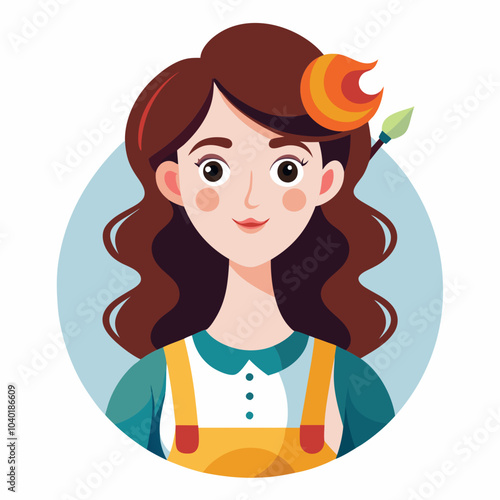 Beautiful female painter silhouette vector illustration on white background