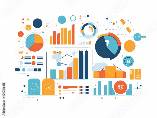 Flat Glossy Abstract Background Financial Planning Elements Charts Graphs Business Design Sophisticated Ample Copy Space Simple Flat Vector Illustration Smart Business Tone