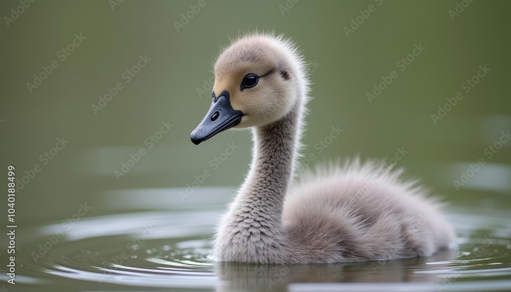 Peaceful moment in nature A baby goose in the water Peaceful moment in nature A baby goose in the water