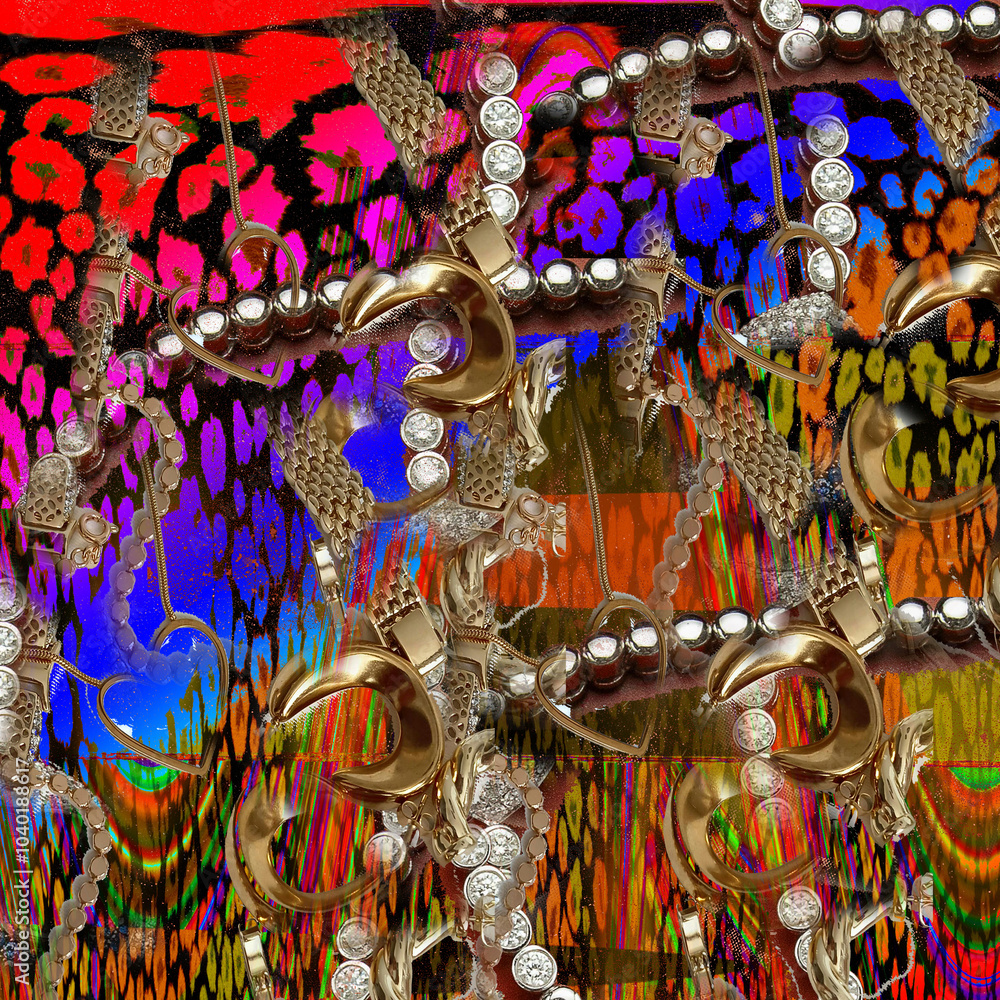 Naklejka premium colorful wavy digital leopard design background collage print design work