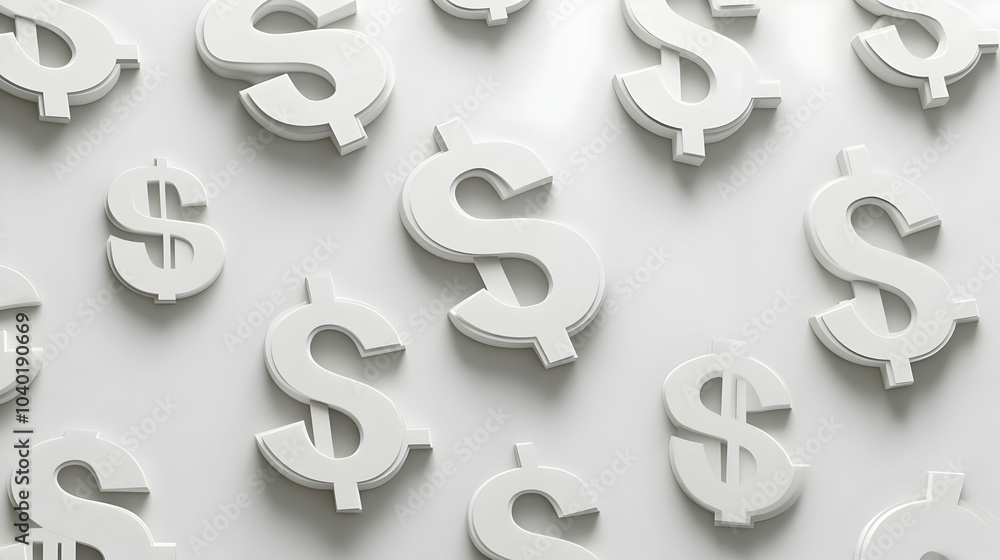 3D Minimalist Seamless Tile Pattern Currency Symbols Discount Tags Clean Simple Design Business Financial Advertising Background Copy Space Neutral Colors 3D Minimalist Seamless Tile Pattern Currency Symbols Discount Tags Clean Simple Design Business Financial Advertising Background Copy Space Neutral Colors