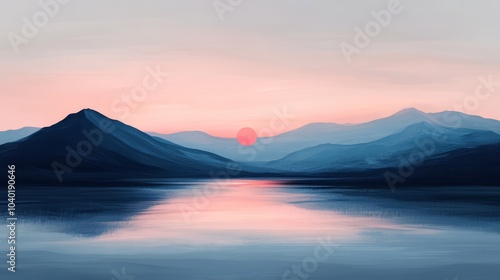 Pastel Sunset Over Mountain Reflection