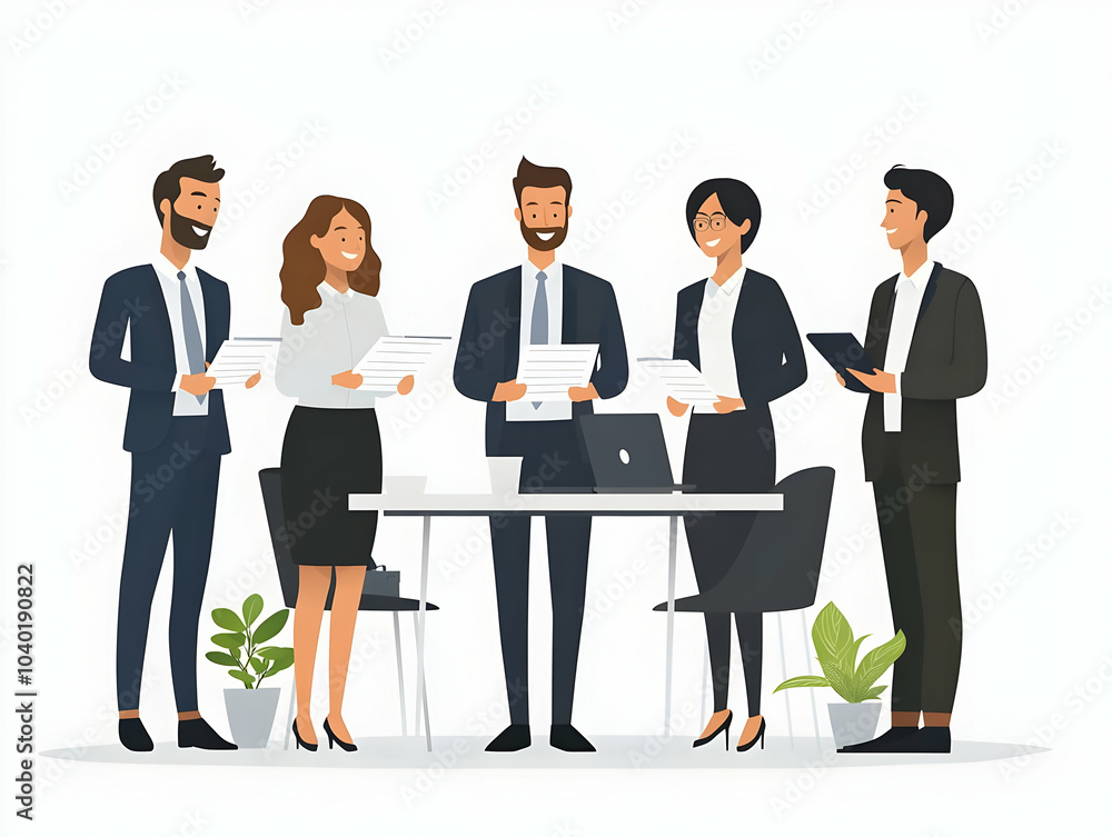 Flat Business Team Reviewing Compliance Policies Medium Shot White Background Collaboration Decision Making Planning Ample Copy Space Simple Flat Vector Illustration Smart Business Tone Flat Business Team Reviewing Compliance Policies Medium Shot White Background Collaboration Decision Making Planning Ample Copy Space Simple Flat Vector Illustration Smart Business Tone