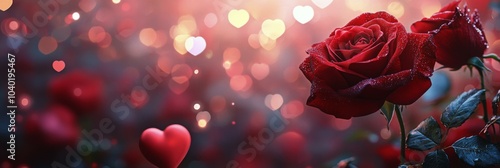 Red roses surrounded by shimmering hearts create a romantic atmosphere for sp...