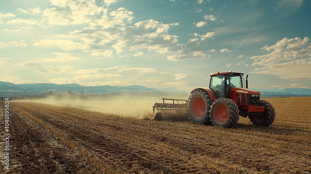 Fototapeta premium A Farmer Harvesting Crops in a Field: A Stunning Representation of Agricultural Labor and the Bountiful Harvest