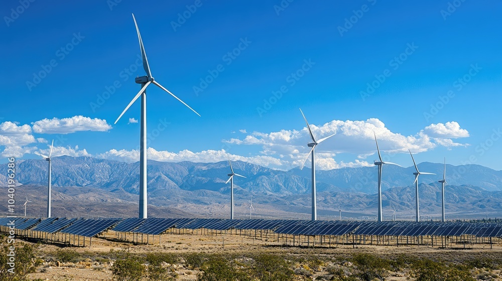Wind turbines, solar cells, renewable energy Wind turbines, solar cells, renewable energy