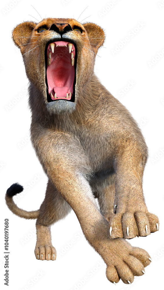 Obraz premium 3D Rendering Female Lion on White