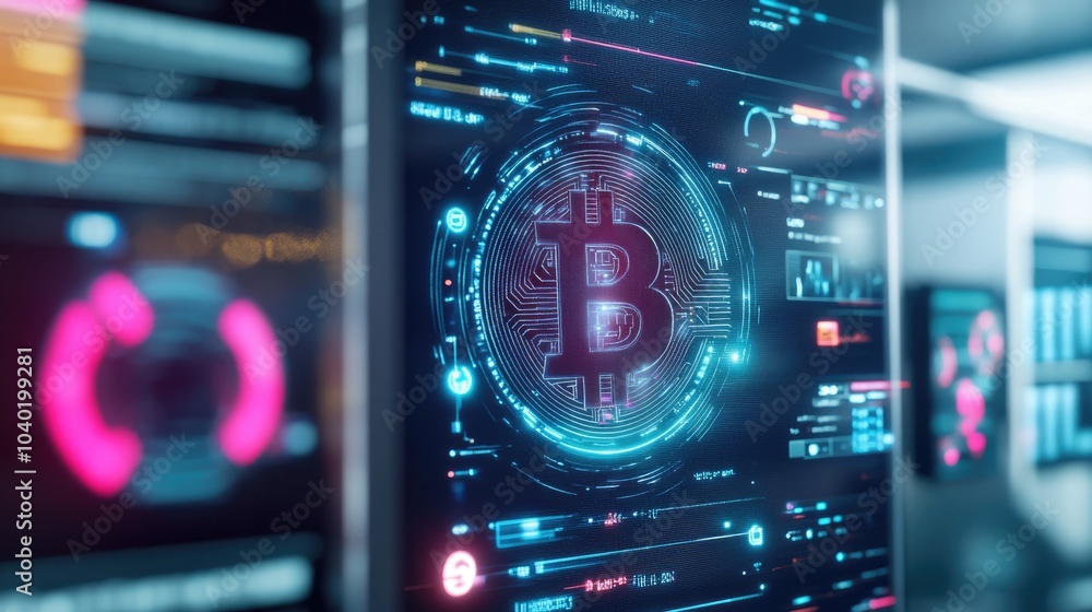 Obraz premium Futuristic Banking Environment with Blockchain Technology