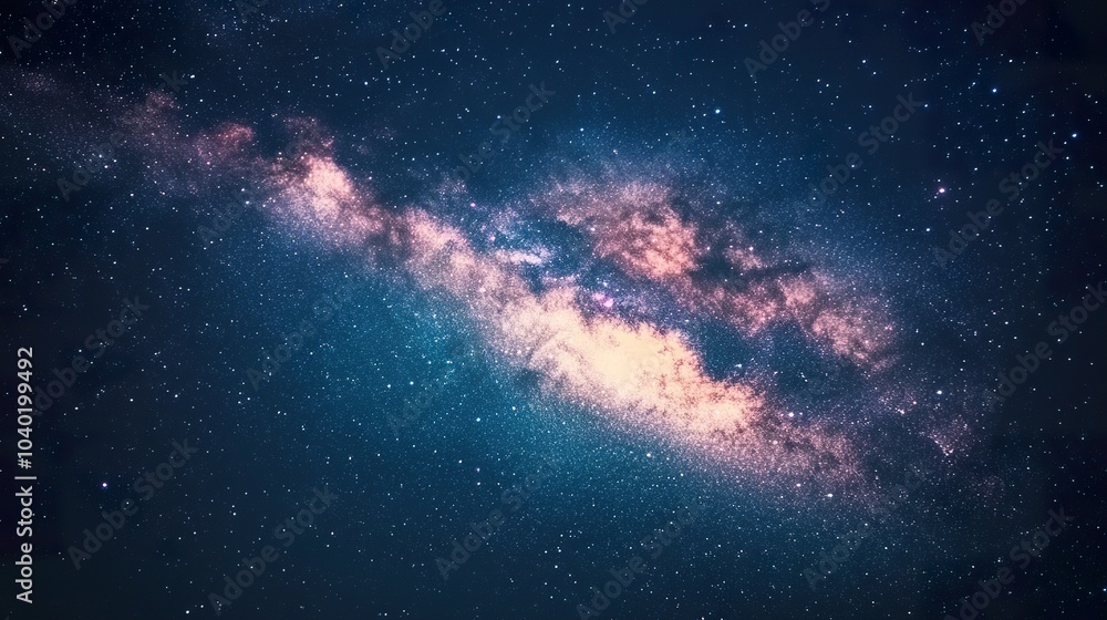 Fototapeta premium Awe-Inspiring Milky Way Galaxy Night Sky: Perfect for Astronomical, Space, and Nature Themes