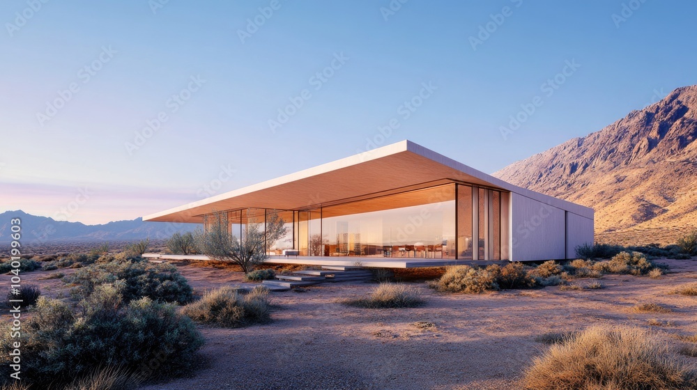 Futuristic Solar Home in Desert Landscape Futuristic Solar Home in Desert Landscape