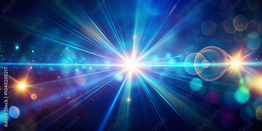 Obraz premium Real Anamorphic Lens Flare with Blue Leaks and Bokeh for Video Transitions