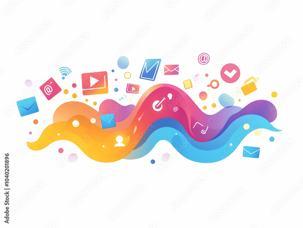 Flat Abstract Soft Waves Marketing Payment Icons, Vector Illustration of Holographic Megaphones and Credit Cards, Seamless Blend of Finance and Promotion in Cool Colors, Smart Business Concept Design Flat Abstract Soft Waves Marketing Payment Icons, Vector Illustration of Holographic Megaphones and Credit Cards, Seamless Blend of Finance and Promotion in Cool Colors, Smart Business Concept Design