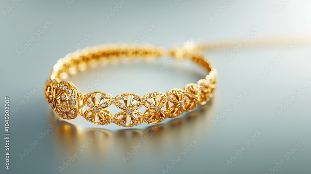 Elegant Gold Necklace on Light Grey Background Elegant Gold Necklace on Light Grey Background