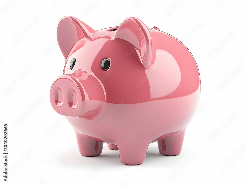 Flat Glossy Piggy Bank Close Up on White Background with Copy Space - Vector Illustration for Savings, Revenue, Finance Offers, Business Concepts, Investment and Money Management. Flat Glossy Piggy Bank Close Up on White Background with Copy Space - Vector Illustration for Savings, Revenue, Finance Offers, Business Concepts, Investment and Money Management.